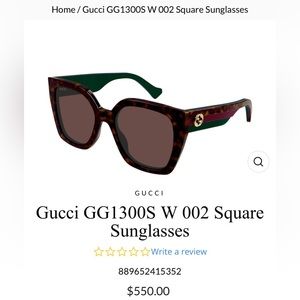 Women's GUCCI Brown Squared Havana Sunglasses With Web Temple
